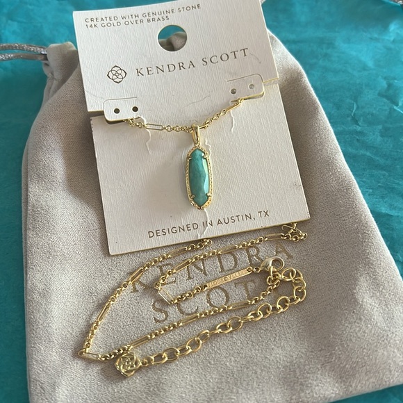 Kendra Scott Jewelry - Kendra Scott 14K Gold Over Brass Amazonite
Pendant Necklace Turquoise new